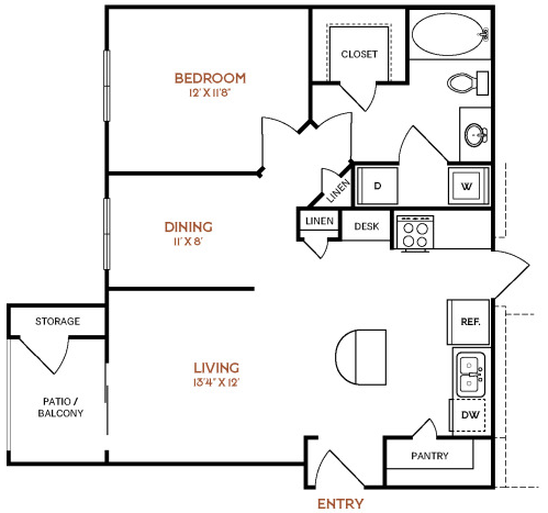 the floor plan for a two bedroom apartment at The  Vincent