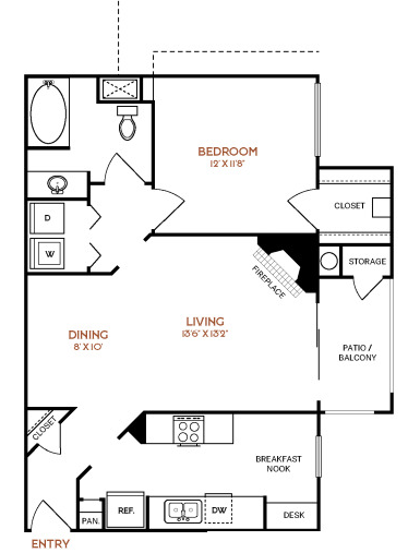 a floor plan for a two bedroom apartment at The  Vincent