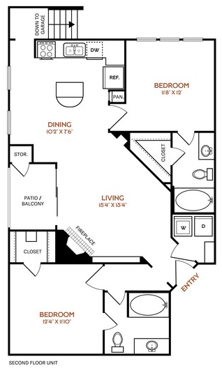 the floor plan for a two bedroom apartment at The  Vincent