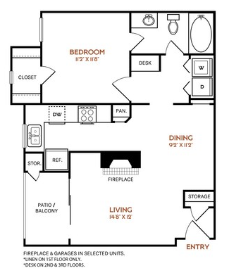 a1 - 1,000 sq ft floor plan at The  Vincent