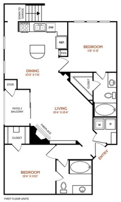 the floor plan for a two bedroom apartment at The  Vincent